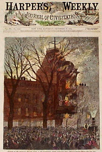 Пожар в театре Бруклина. Обложка Harpers's Weekly